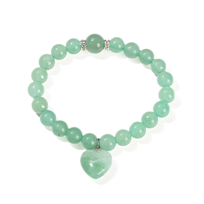 Foviel Various Crystal Green Aventurine Love Heart Balance Bracelet