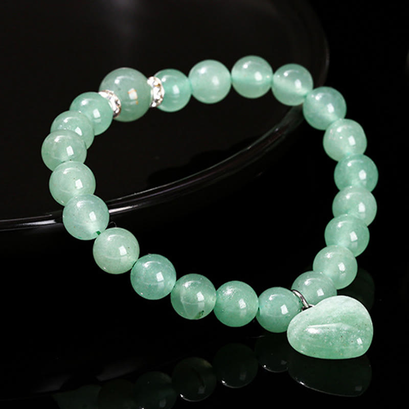 Foviel Various Crystal Green Aventurine Love Heart Balance Bracelet