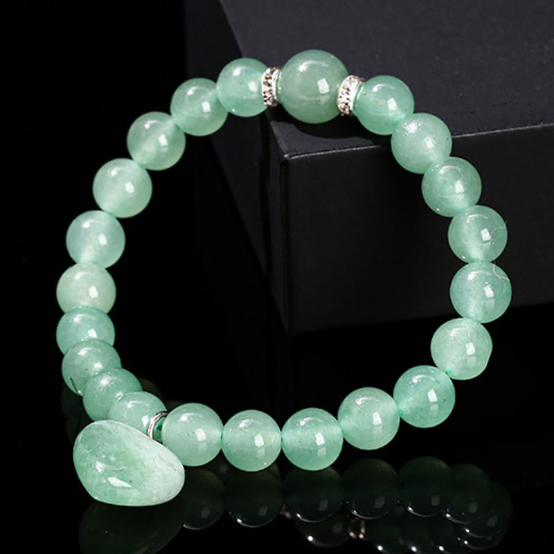 Foviel Various Crystal Green Aventurine Love Heart Balance Bracelet