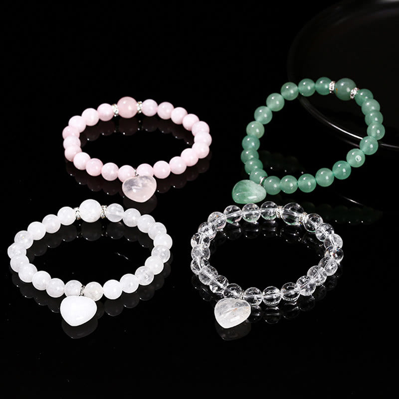 Foviel Various Crystal Green Aventurine Love Heart Balance Bracelet