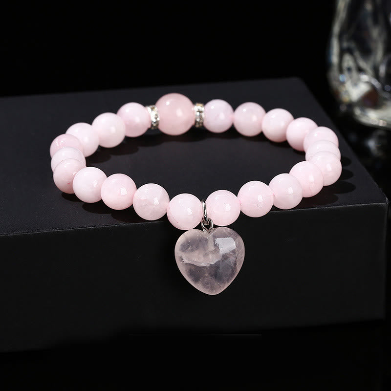 Foviel Various Crystal Green Aventurine Love Heart Balance Bracelet