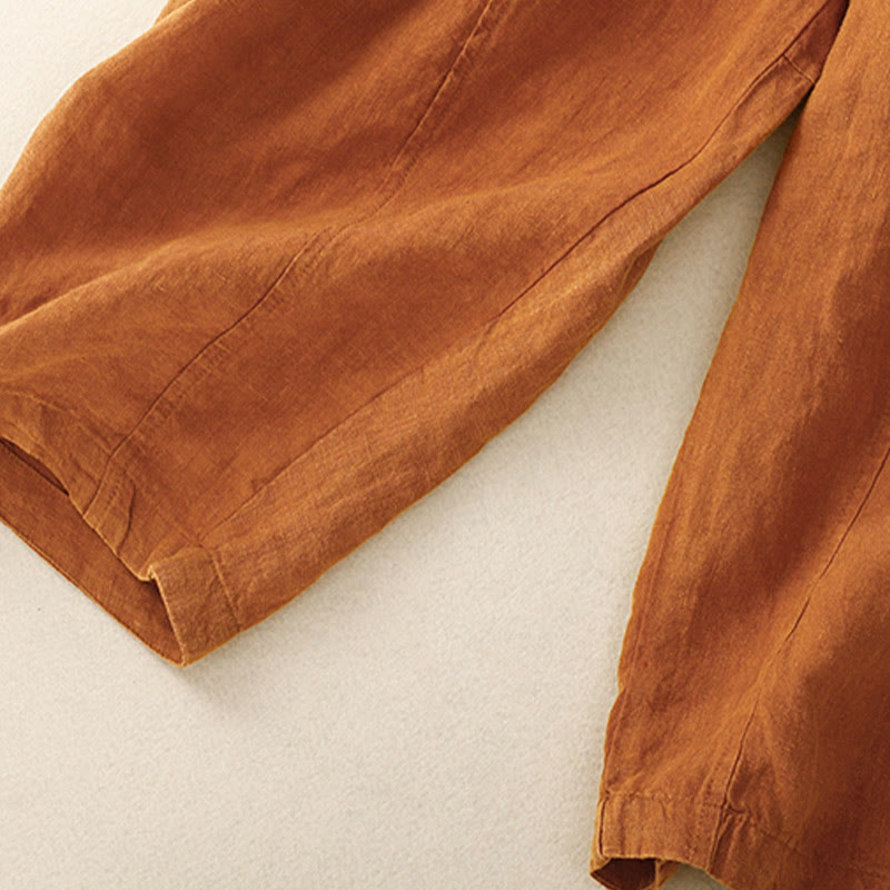 Buddha Stones Summer Women's Linen Drawstring Elastic Waist Harem Pants With Pockets - image 32