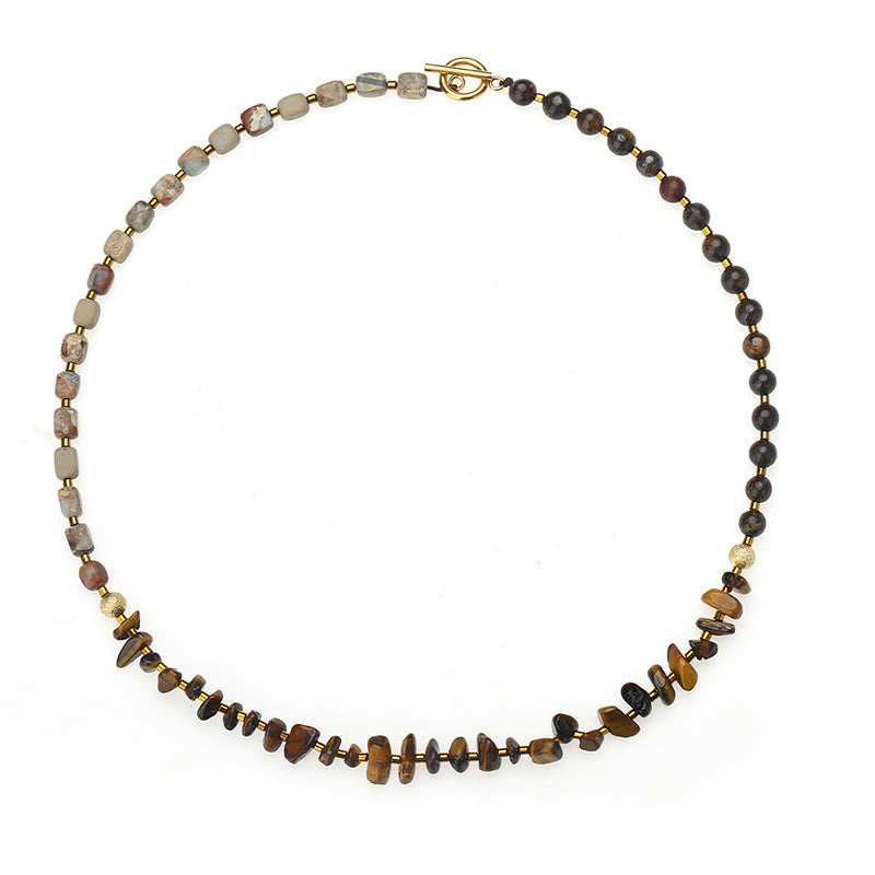 Buddha Stones Bronzite Emperor Stone Tiger Eye Determination Triple Wrap Bracelet Bracelet BS 10