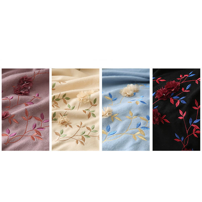 Buddha Stones Wool Shawl 3D Floral Embroidery Tassel Winter Cozy Travel Scarf Wrap - image 27