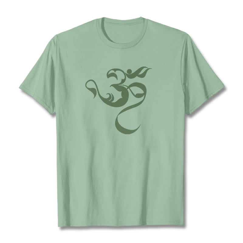 Buddha Stones Om Figure Design Cotton Tee T-shirt - PaleGreen - 2XL - image 17