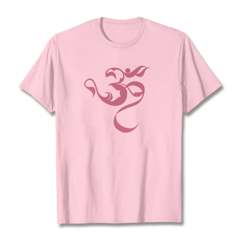 Buddha Stones Om Figure Design Cotton Tee T-shirt - LightPink - 2XL - image 15