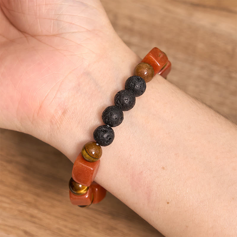 Foviel Various Crystals Cube Amethyst Lava Rock Support Bracelet