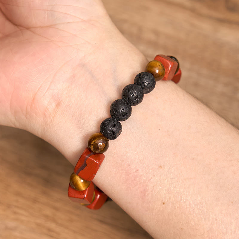 Foviel Various Crystals Cube Amethyst Lava Rock Support Bracelet