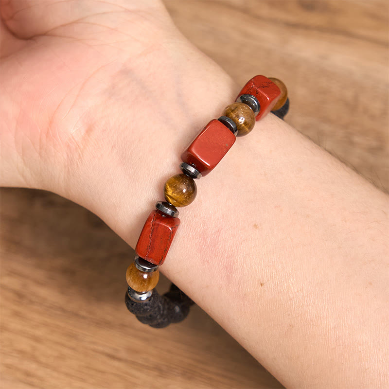 Foviel Various Crystals Cube Amethyst Lava Rock Support Bracelet