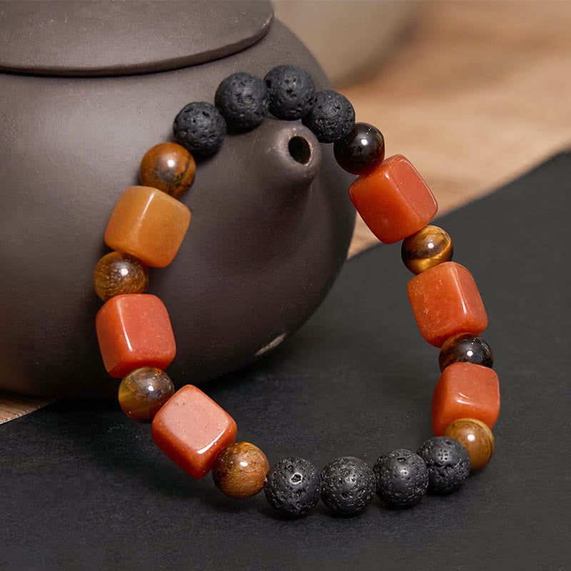 Foviel Various Crystals Cube Amethyst Lava Rock Support Bracelet