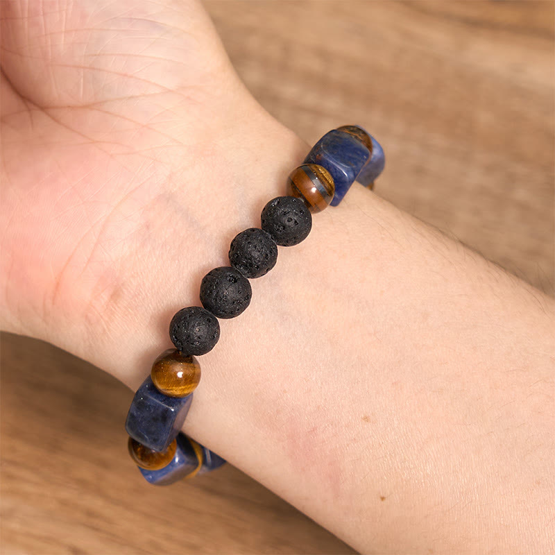 Foviel Various Crystals Cube Amethyst Lava Rock Support Bracelet