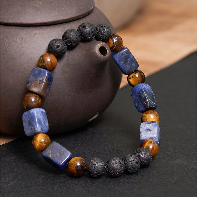 Foviel Various Crystals Cube Amethyst Lava Rock Support Bracelet