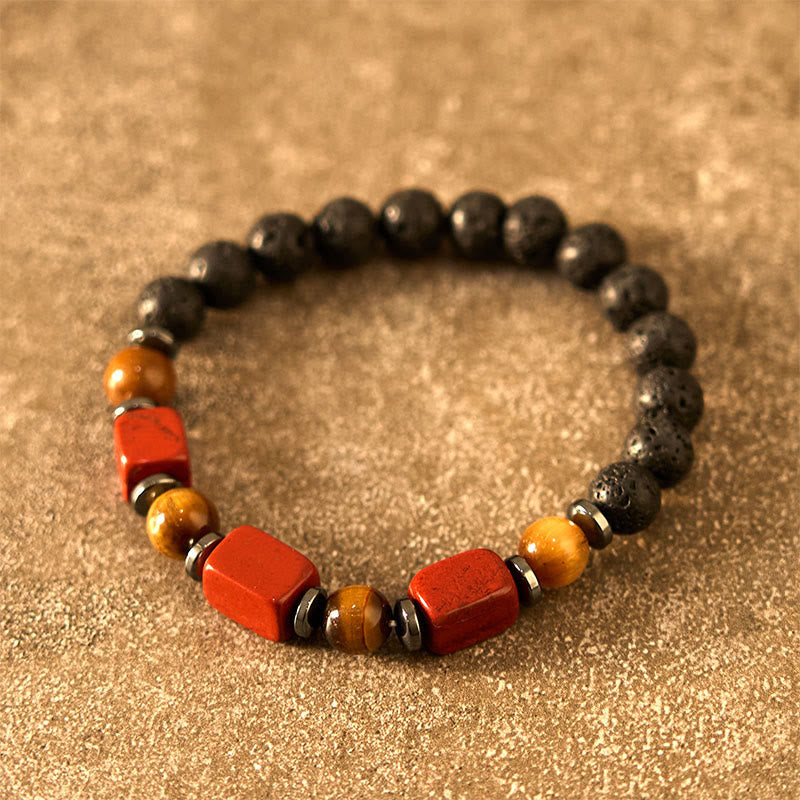 Bracelet calme en pierre de lave et cristaux variés Foviel