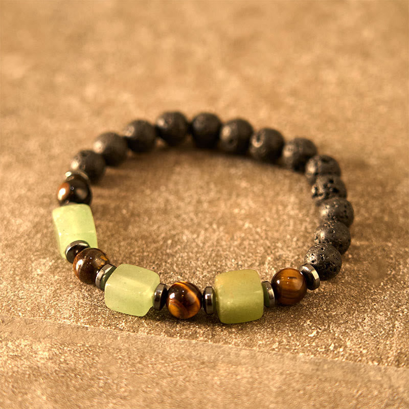 Bracelet calme en pierre de lave et cristaux variés Foviel