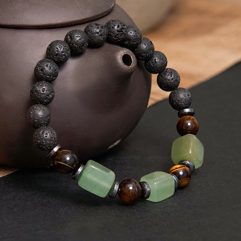 Bracelet calme en pierre de lave et cristaux variés Foviel