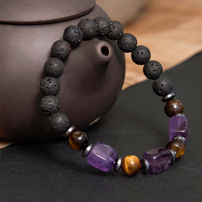 Foviel Various Crystals Lava Rock Calm Bracelet