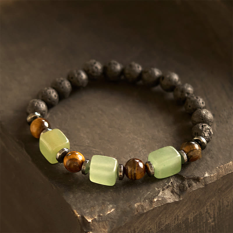 Bracelet calme en pierre de lave et cristaux variés Foviel
