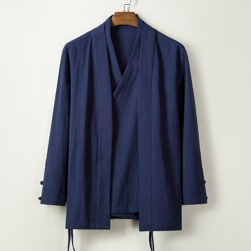 Foviel Fall Chinese Hanfu Cotton Linen Men Jacket Clothing