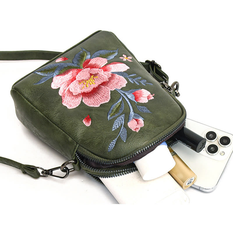 Buddha Stones Lotus Su Embroidery Journey Shopping Purse Shoulder Bag Crossbody Bag Crossbody Bag&Shoulder Bag BS 19