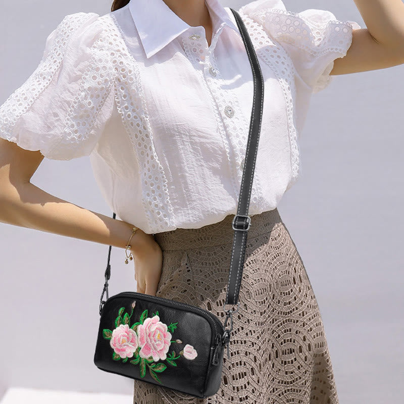 Buddha Stones Peony Pomegranate Flowers Su Embroidery Journey Shopping Purse Shoulder Bag Crossbody Bag Crossbody Bag&Shoulder Bag BS 9