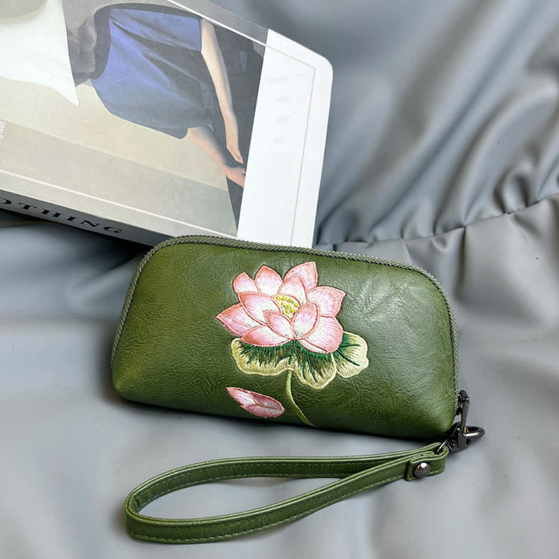 Buddha Stones Lotus Su Embroidery Journey Shopping Purse Handbag Wallet&Handbags BS 12