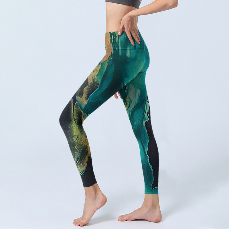 Buddha Stones DarkCyan Natural Landscapes Exercise Leggings Women's Yoga Pants - image 2
