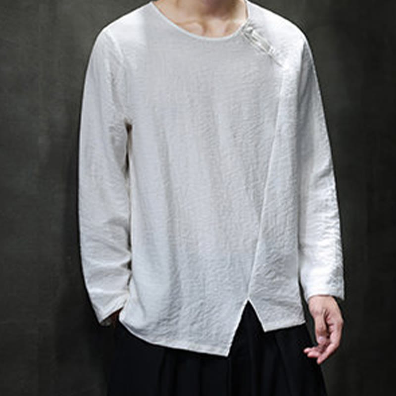 Buddha Stones Fall Solid Round Neck Long Sleeve T-Shirt Cotton Men Clothing - image 14