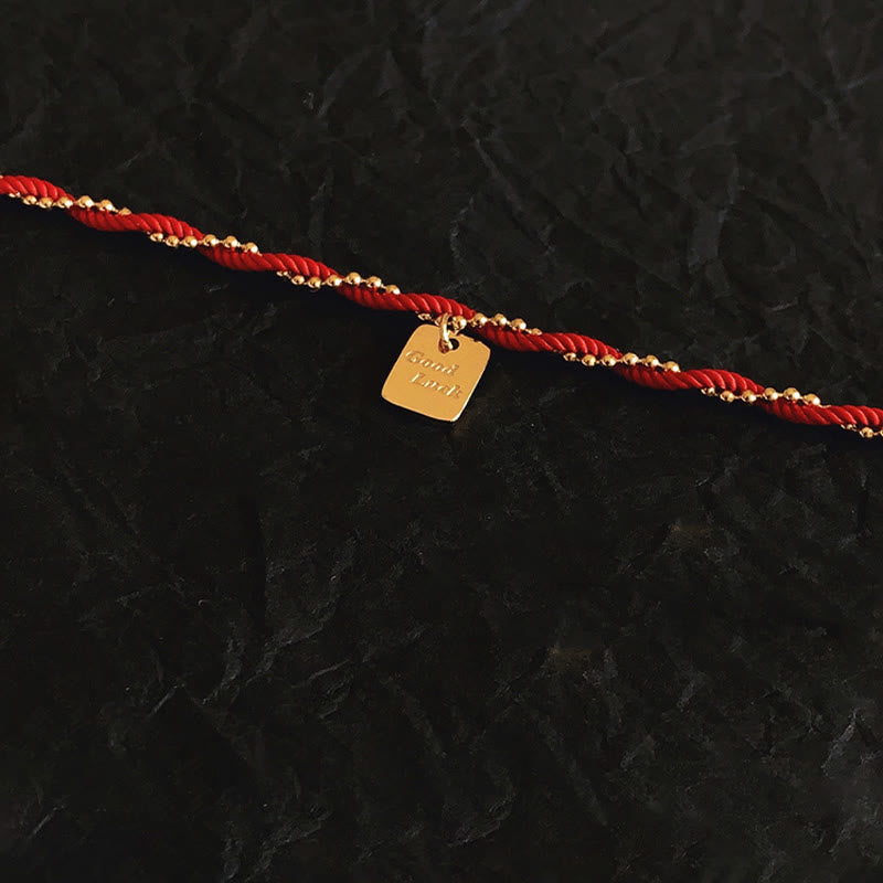 Buddha Stones Red String Gold Plated Copper Good Luck Strength Bracelet Bracelet BS 2