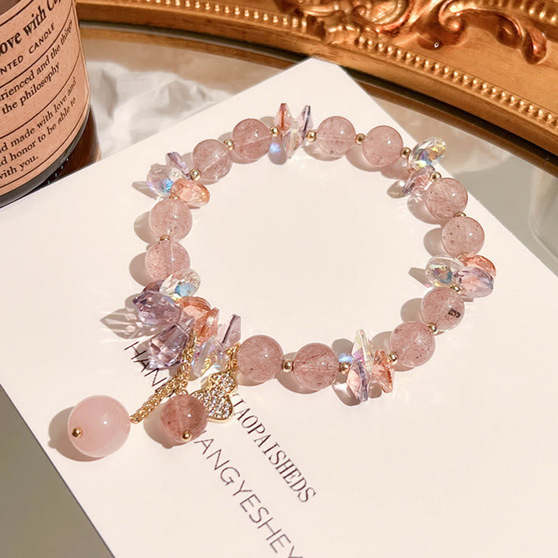 Foviel Strawberry Quartz Crystal Gourd Positive Bracelet