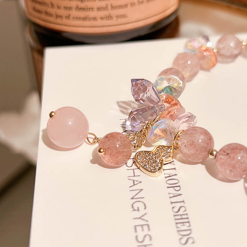 Foviel Strawberry Quartz Crystal Gourd Positive Bracelet