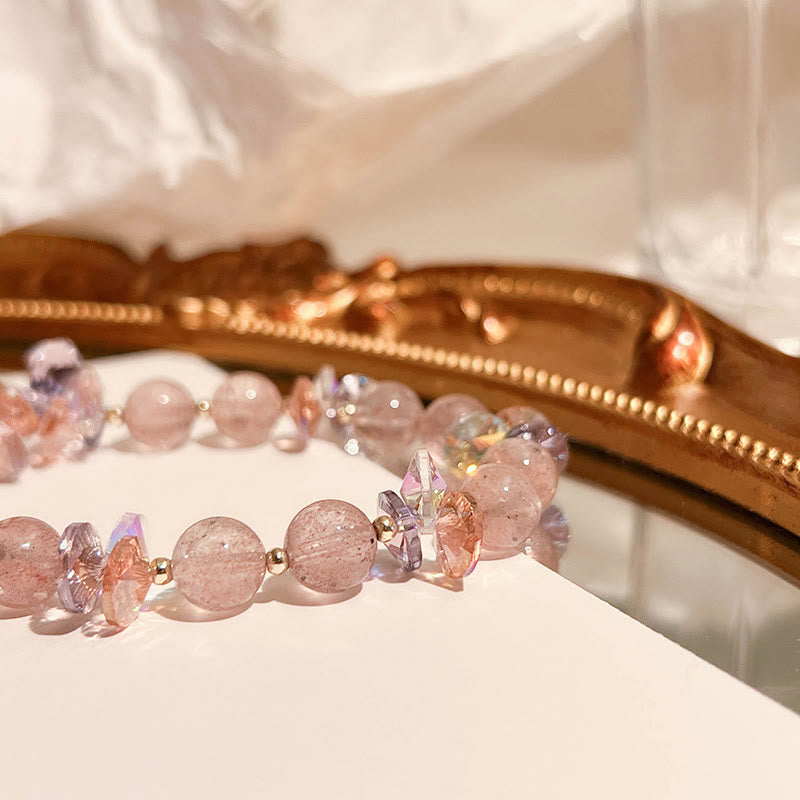 Foviel Strawberry Quartz Crystal Gourd Positive Bracelet