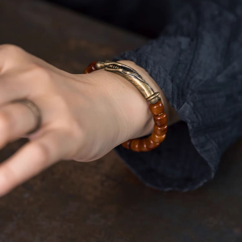 Foviel Knochen Perlen Kupfer Kegel Anhänger Stärke Armband