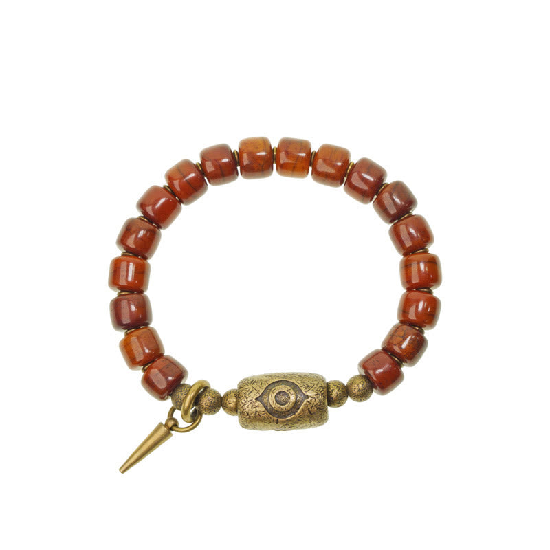 Bracelet de force avec pendentif conique en cuivre en forme de perle Dzi Foviel Bone
