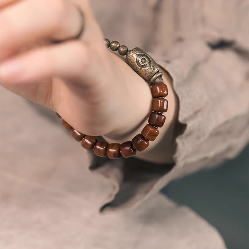 Bracelet de force avec pendentif conique en cuivre en forme de perle Dzi Foviel Bone
