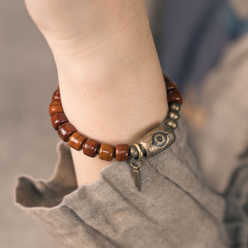 Bracelet de force avec pendentif conique en cuivre en forme de perle Dzi Foviel Bone