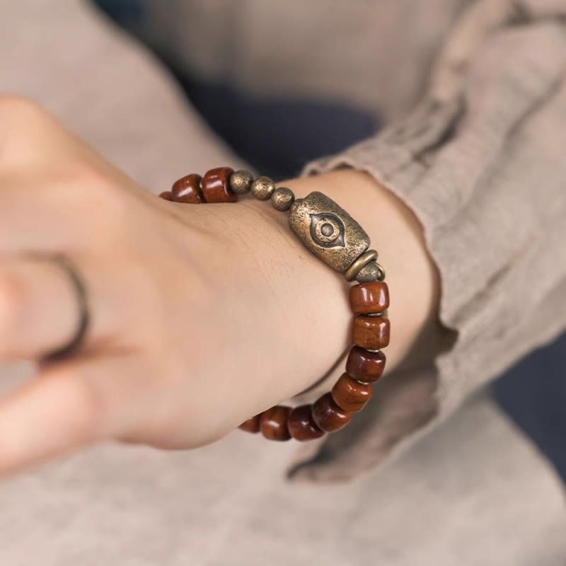 Bracelet de force avec pendentif conique en cuivre en forme de perle Dzi Foviel Bone