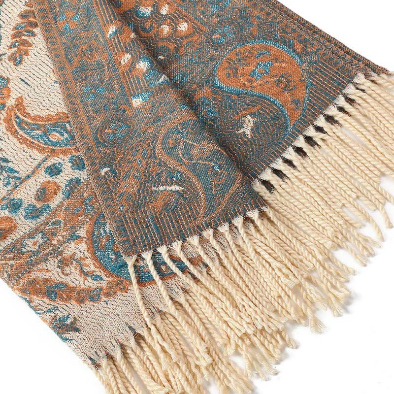 Buddha Stones Tibetan Cashew Flowers Leaves Vine Tassels Shawl Fall Winter Soft Cozy Scarf Wrap - image 25