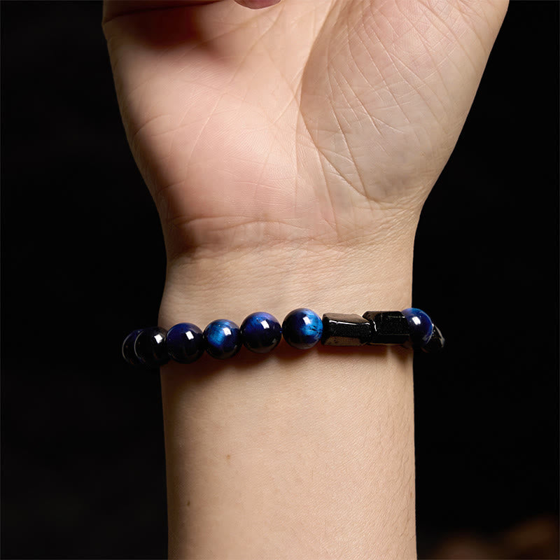 Foviel Blue Tiger Eye Black Tourmaline Strength Bracelet