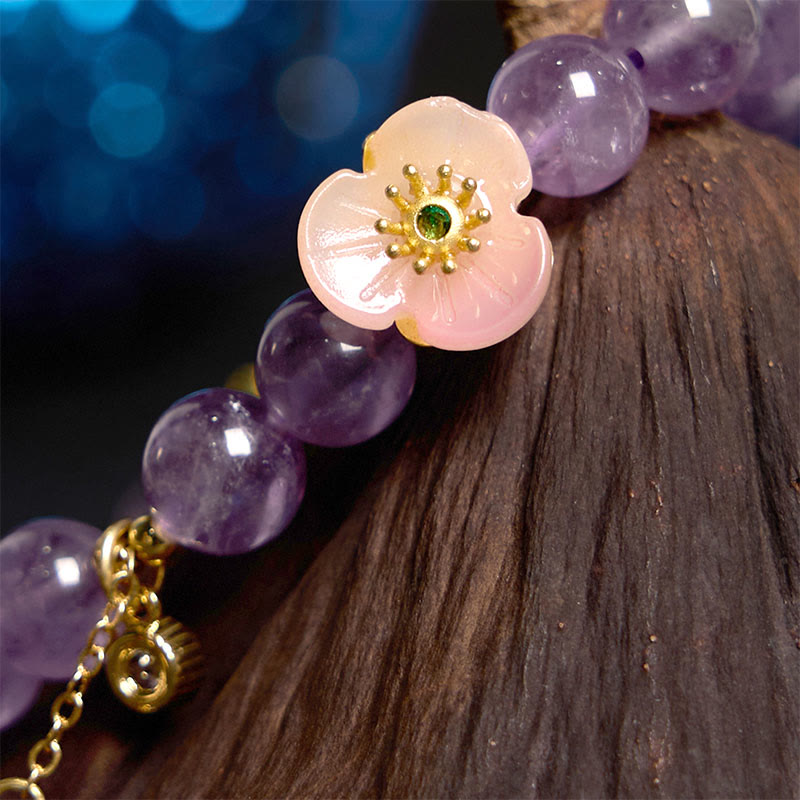 Foviel Amethyst Peach Blossom Fortune Meditation Bracelet