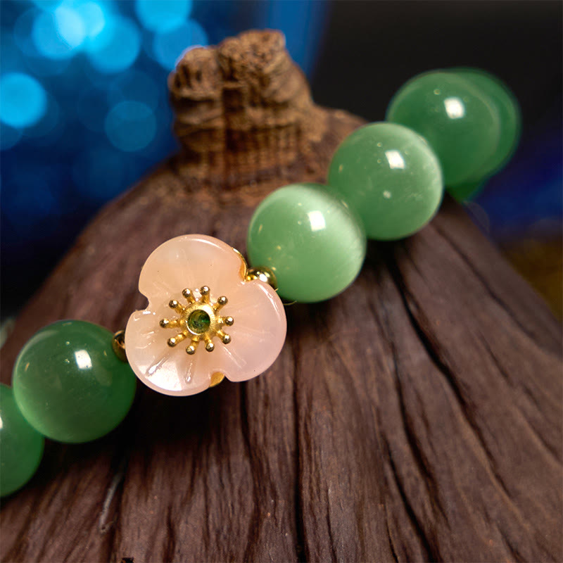 Foviel Katzenauge Chrysoberyl Blumen-Liebes-Armband