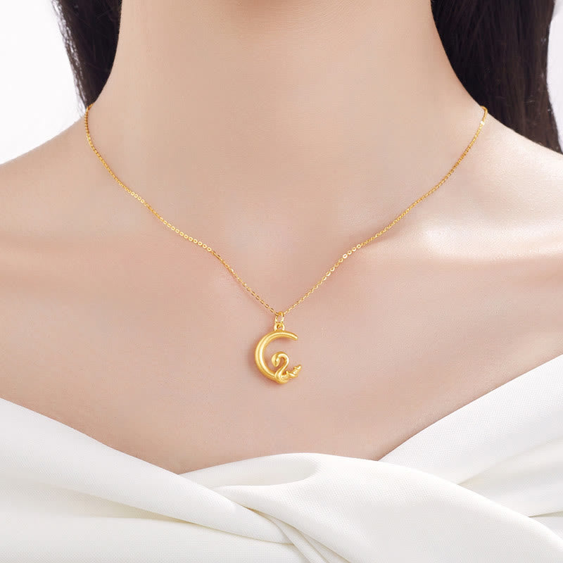 Buddha Stones 999 Gold Moon Year Of The Snake Luck Necklace Pendant - image 4