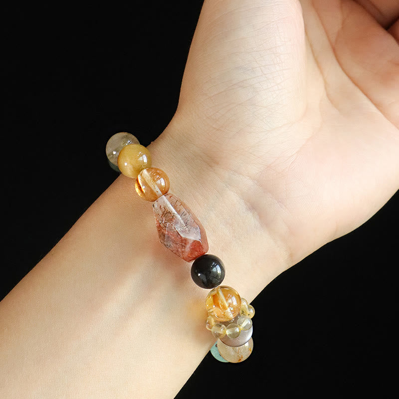 Buddha Stones Super Seven Crystal Topaz Obsidian Tiger Eye Positivity Bracelet Bracelet BS 13