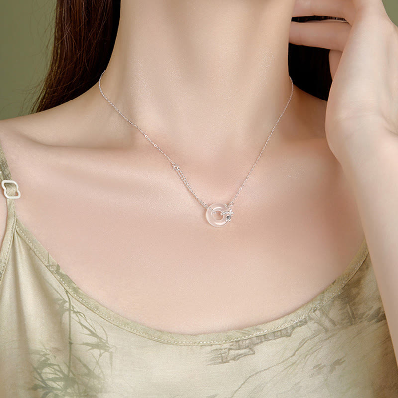 Buddha Stones 925 Sterling Silver Tulip Chalcedony Peace Buckle Fortune Necklace Pendant Necklaces & Pendants BS 8