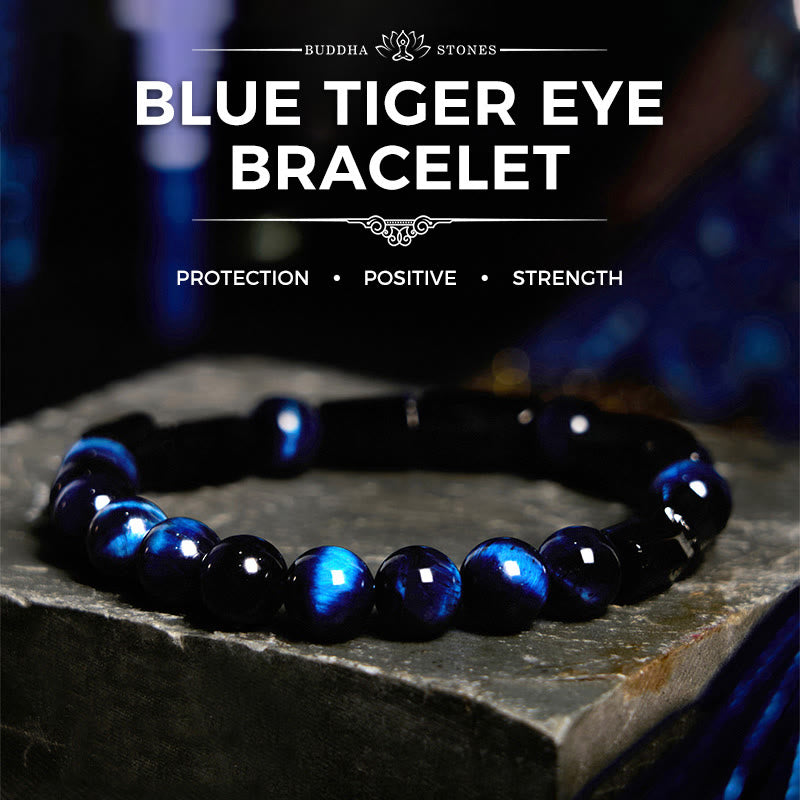 Foviel Blue Tiger Eye Black Tourmaline Strength Bracelet