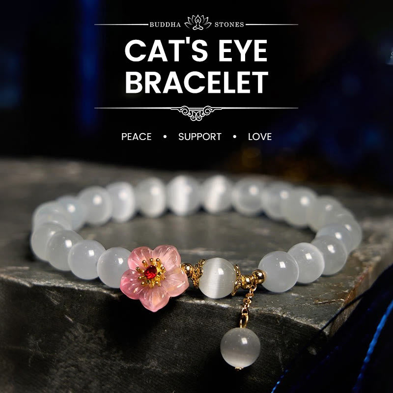 Foviel Cysoberyl Cat Auge rosa Blumen Unterstützung Armband