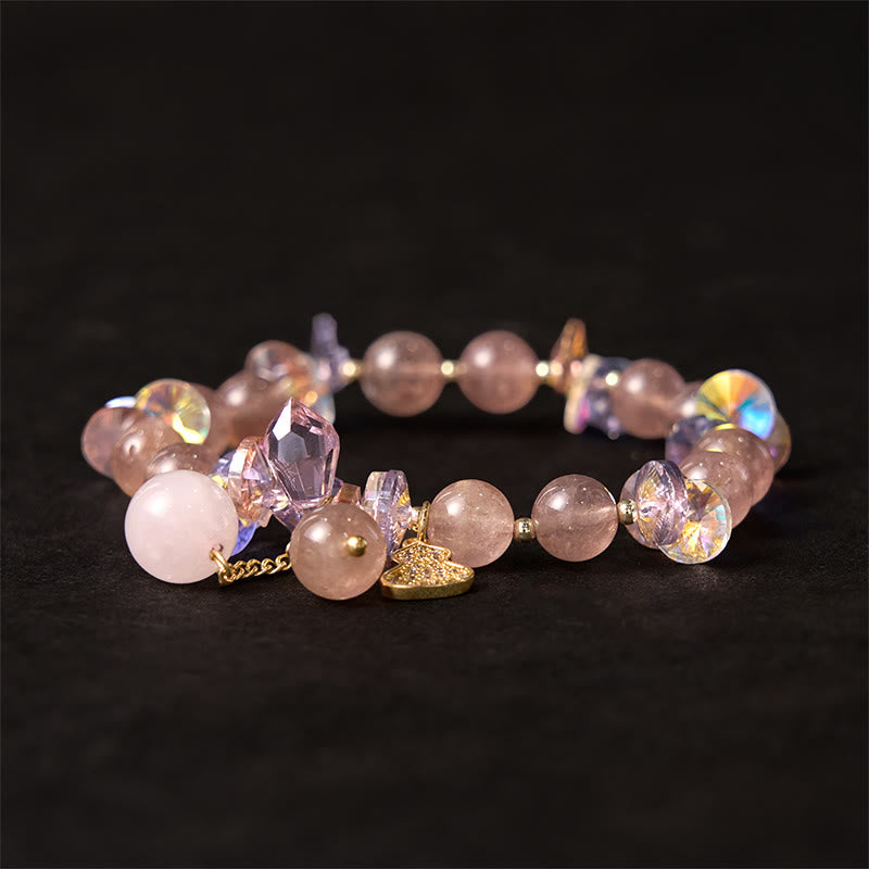 Foviel Strawberry Quartz Crystal Gourd Positive Bracelet