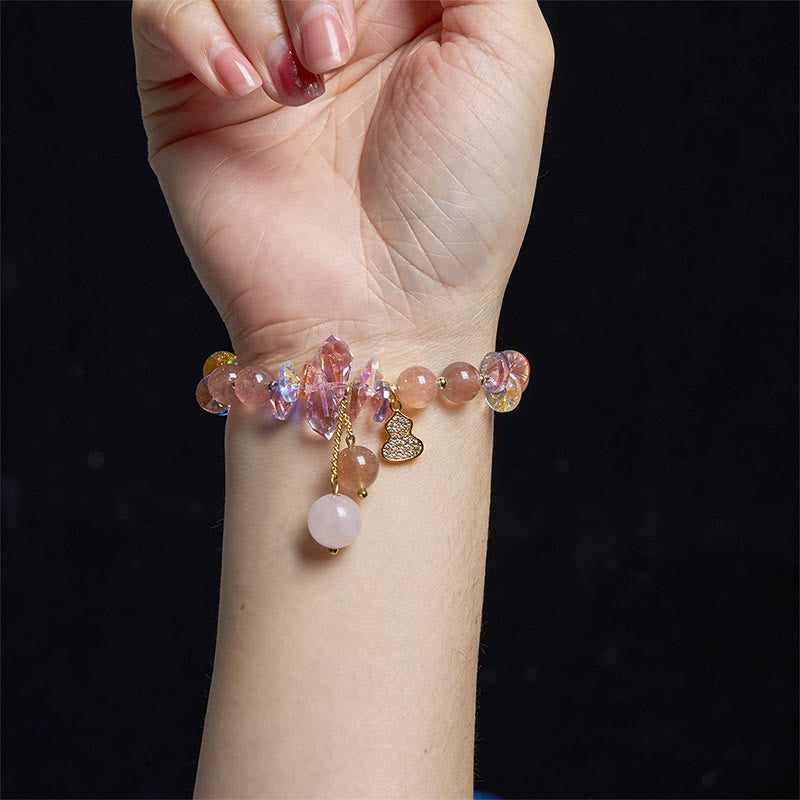 Foviel Strawberry Quartz Crystal Gourd Positive Bracelet