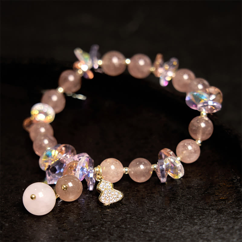 Foviel Strawberry Quartz Crystal Gourd Positive Bracelet