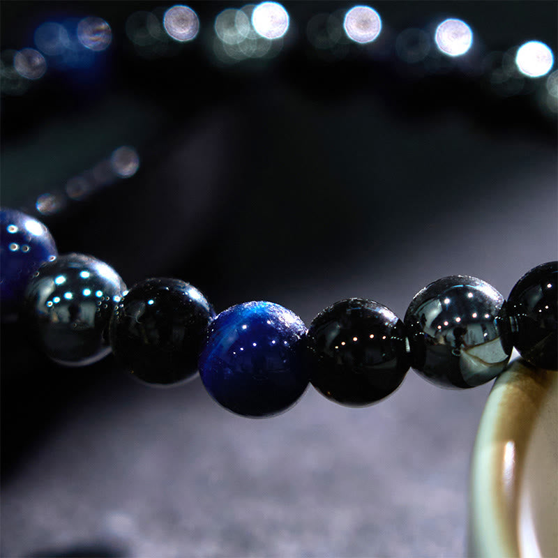 Bracelet Foviel puissant et positif en œil de tigre, obsidienne et hématite