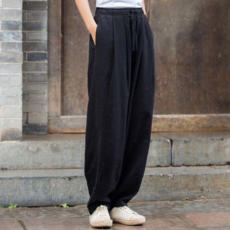 Buddha Stones Plain Design Cotton Women's Pants - Black - US14,UK/AU18,EU46 (4XL) - image 9